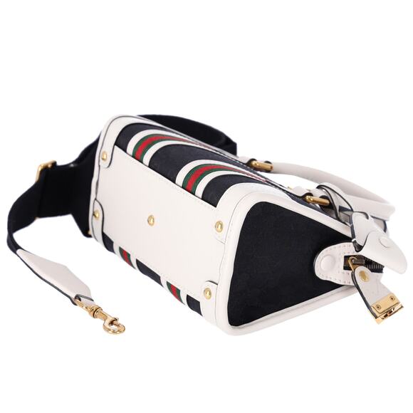 GUCCI Ophidia Mini Top Handle Handbag 715771 Denim Black White Multi - Picture 7 of 7
